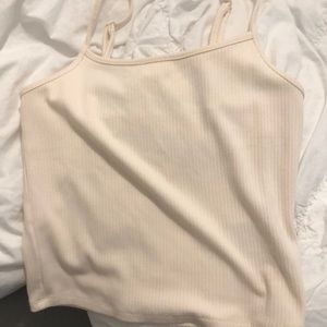 american eagle off white cropped tank top